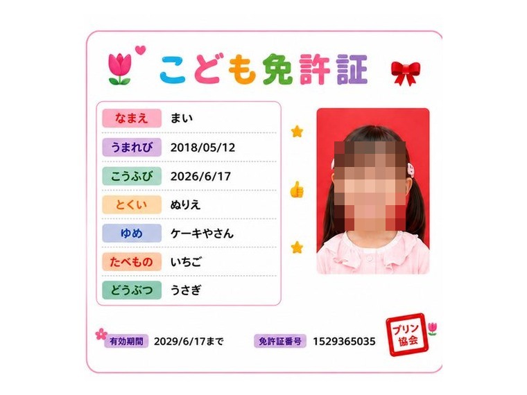 こども免許証の見本